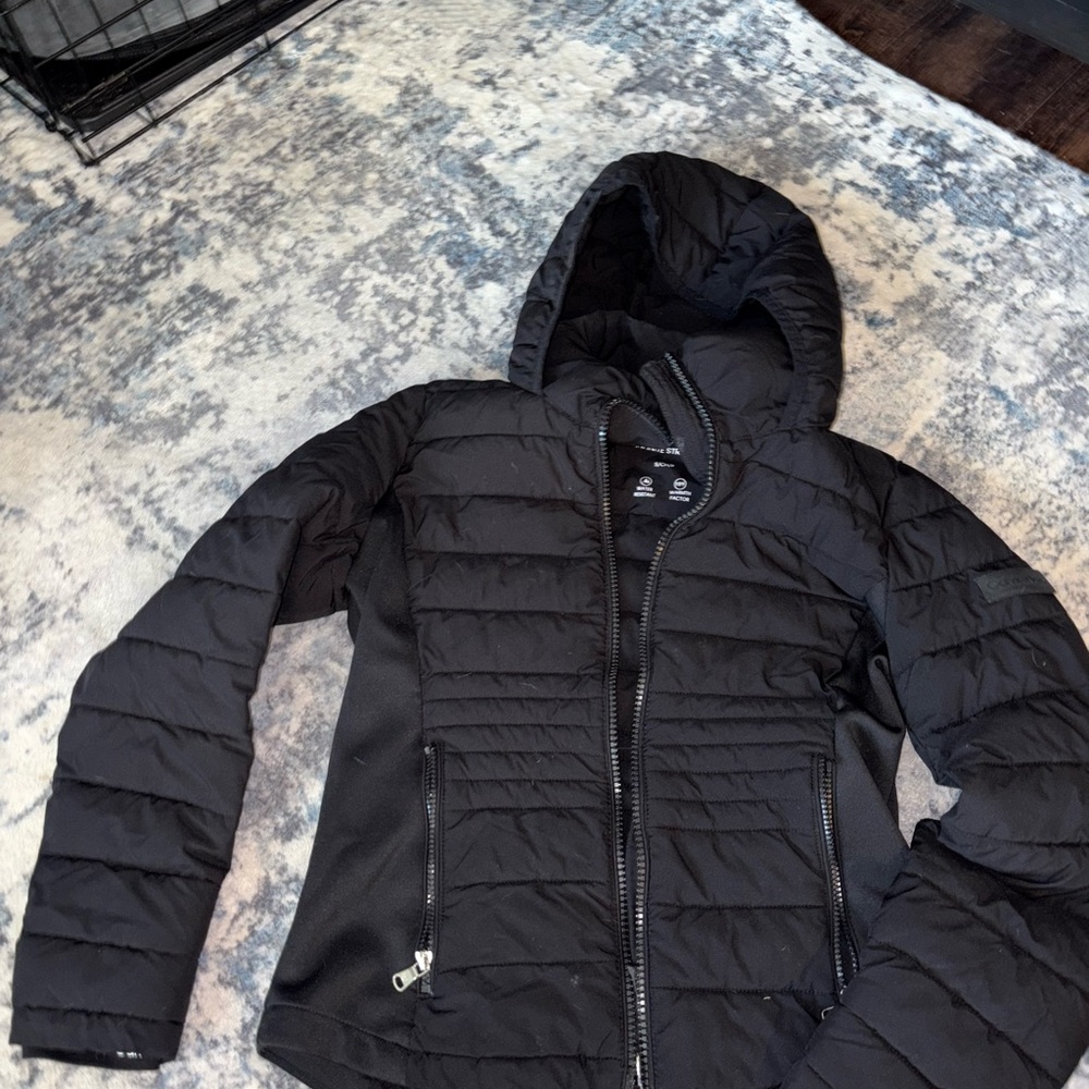 Calvin Klein Black Quilted Puffer Jacket with Hood